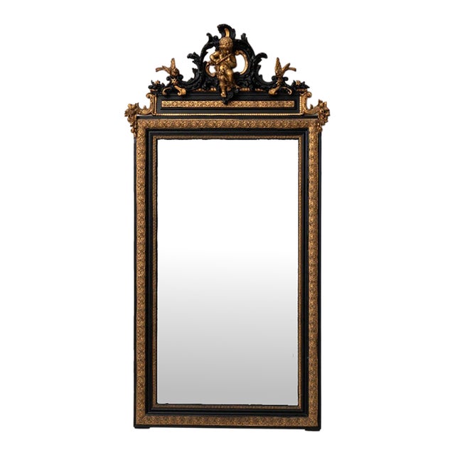 19th Century France Napoleon III Gold Wood Mirror For Sale