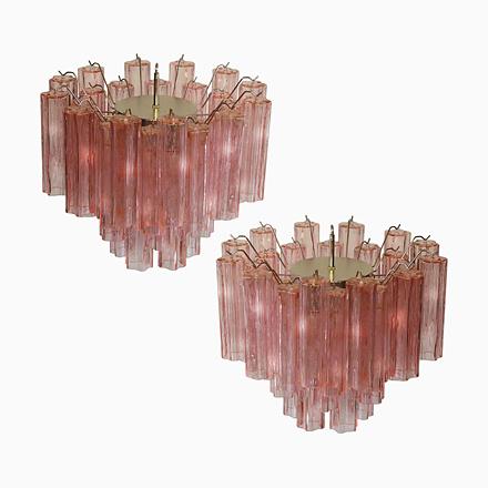 Tronchi Chandeliers with 36 Pink Glasses in the Style of Toni Zuccheri, Murano, 1990, Set of 4 For Sale - Image 13 of 13