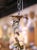 Rose Early 20th Century French Floral Porcelain and Iron Three-Light Chandelier For Sale - Image 8 of 11