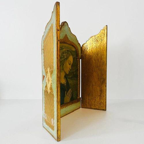 Large Vintage Florentine Gilt Madonna Triptych, Italy, 1950s For Sale - Image 10 of 11