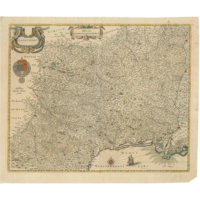 Map of Languedoc by Willem Blaeu, 1635 For Sale - Image 10 of 10