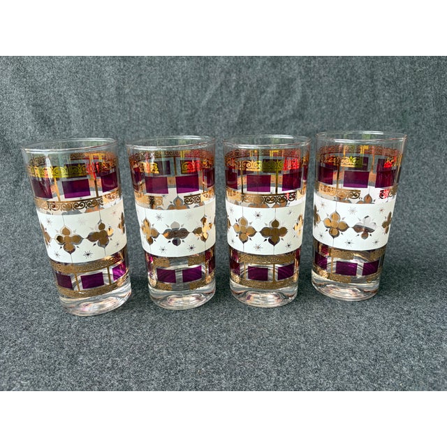 Vintage Mid-Century Modern Culver LTD 22k Starburst Highball Glasses Set of 4 For Sale - Image 12 of 12