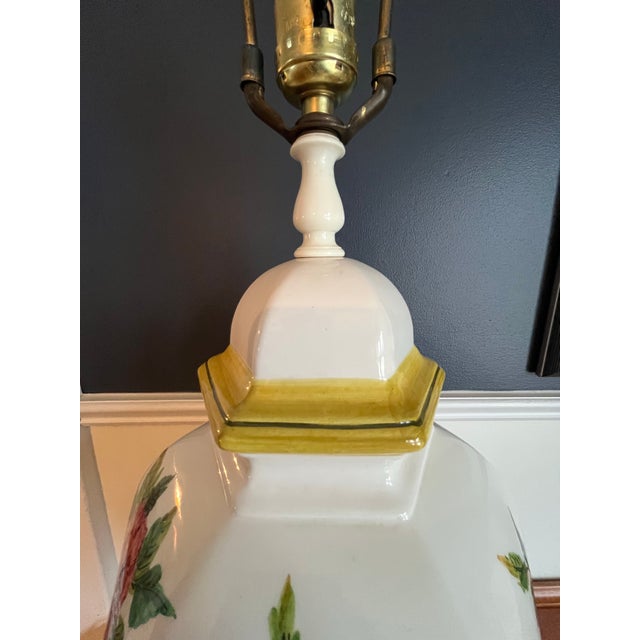 Vintage Hand Painted Floral Ginger Jar Lamp For Sale In New York - Image 6 of 6