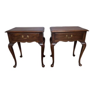 Henkel Harris Mahogany One Drawer End Tables Nightstands - a Pair For Sale
