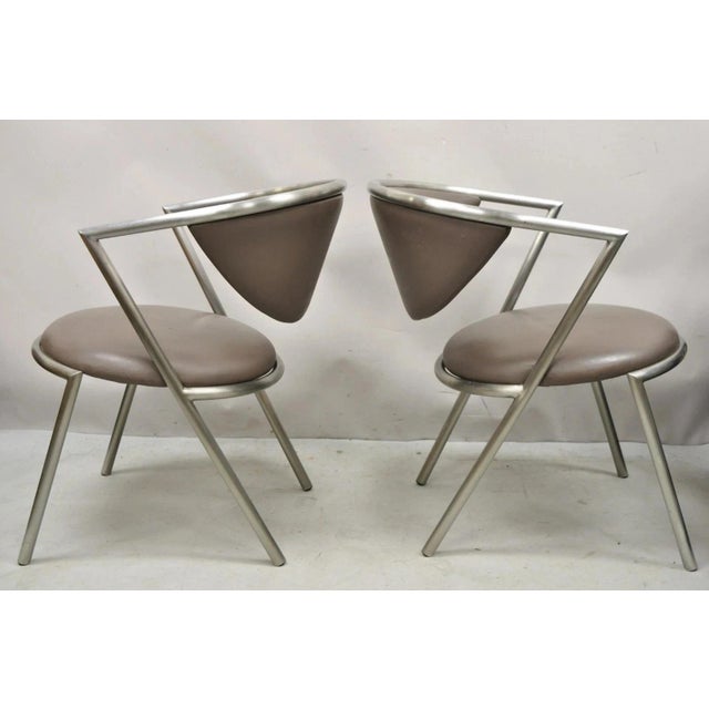 Mid-Century Modern Vintage Brueton Mid Century Modern Tubular Steel Cat Eye Lounge Chairs - A Pair For Sale - Image 3 of 12
