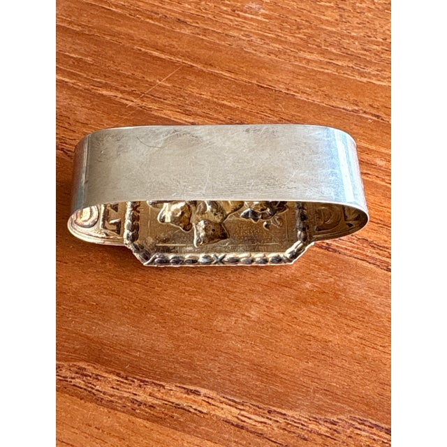 Vintage Silver “Bebe” Baby Child Keepsake Napkin Ring Kitten Motif in Box For Sale - Image 11 of 12