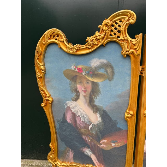 1960 French Louis XVI Gold Beech Room Divider Screen 2-Panel For Sale - Image 14 of 17