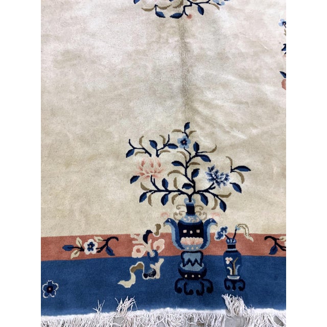 1930s, Handmade Vintage Art Deco Chinese Rug 5.1' X 8.1' For Sale - Image 9 of 9