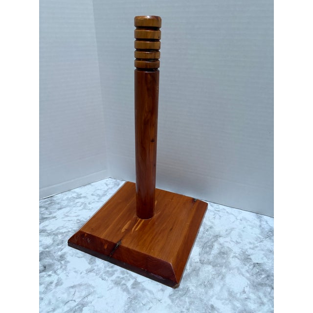 Vintage Large Handcrafted Wood Paper Towel Holder Stand For Sale In Sacramento - Image 6 of 8