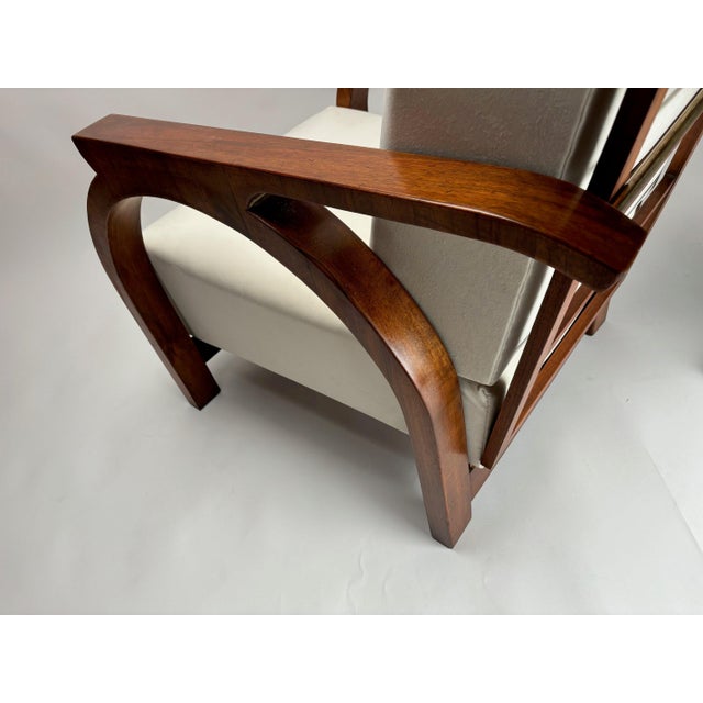 Art Deco Arched Sculptural Wooden Armchair, Italy, 1930s For Sale - Image 9 of 14