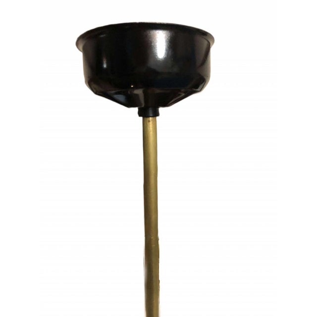 Brass 1960s Mid-Century Modern Italian Pendant Lamp by Stilnovo in Brass, Teak, and Opaline Glass For Sale - Image 8 of 8