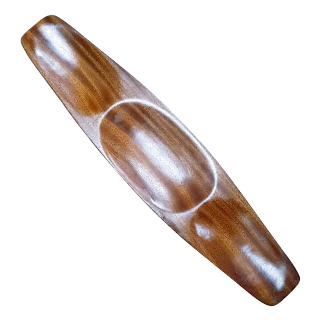 Teak Divided Console Tray For Sale