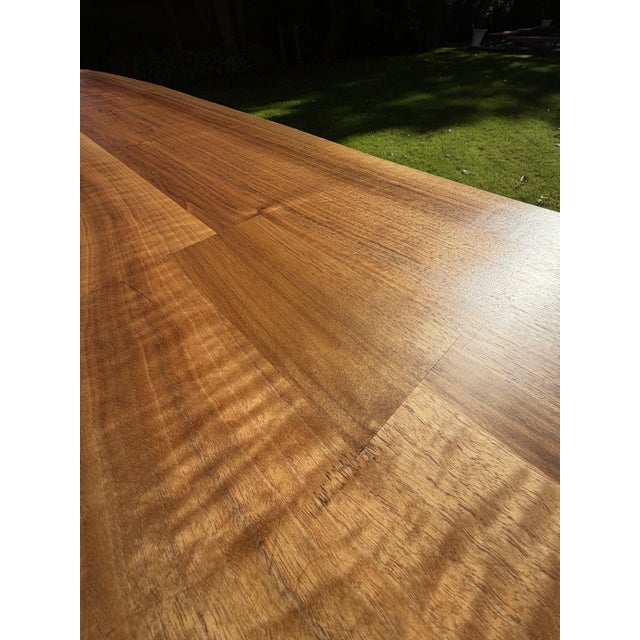 Wood Custom Handcrafted Black Walnut Dining Table With Sculptural Pedestal Base For Sale - Image 7 of 18