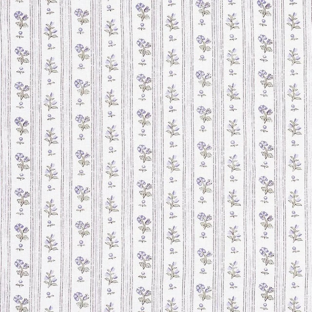 Schumacher Cabanon Stripe Fabric in Violet For Sale