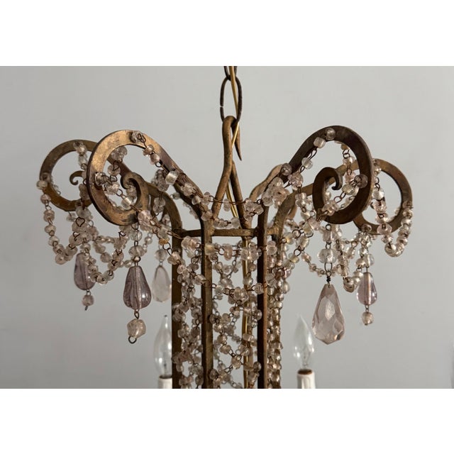 Antique Italian Crystal Beaded Chandelier For Sale - Image 4 of 10