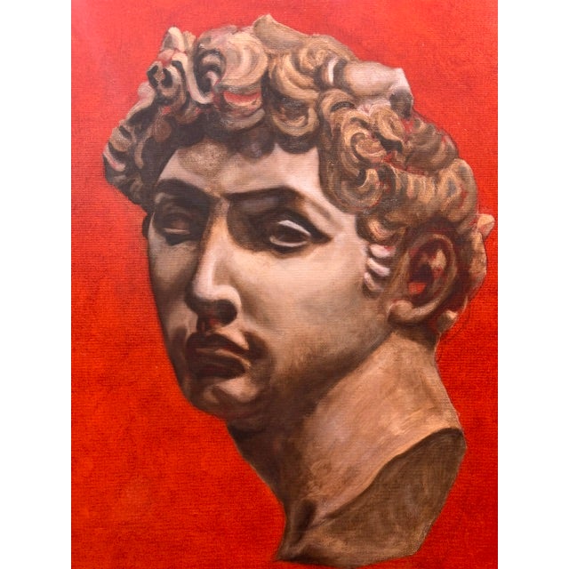 Figurative David Study on Vermilion Ground by Kathleen Varadi, Classical Figurative Oil Painting For Sale - Image 3 of 9