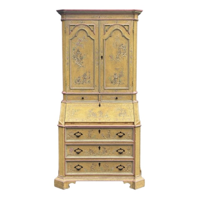 Mid-Century Italian Venetian Hand Painted Chinoiserie Secretary Desk For Sale