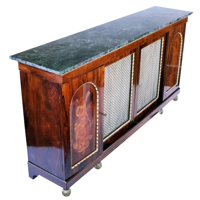 19th Century 19th Century English Regency Rosewood Credenza Sideboard With Marble Top For Sale - Image 5 of 5