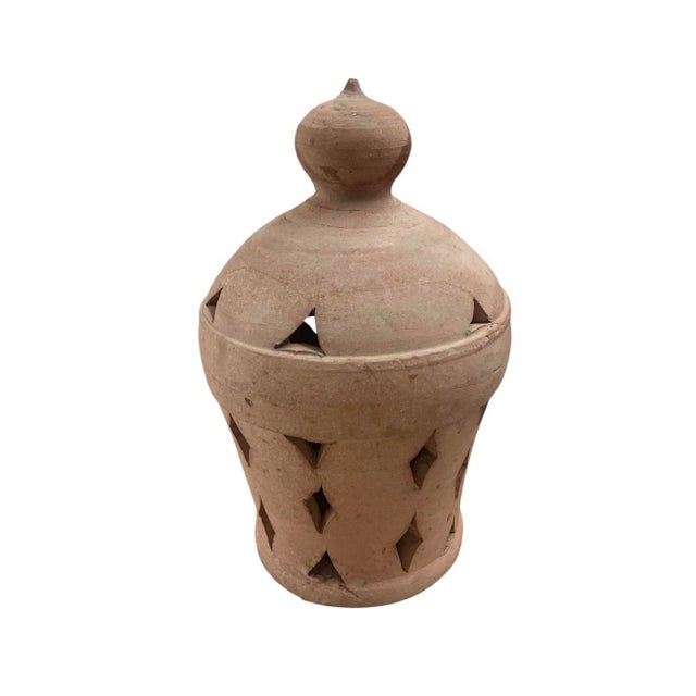 Vintage Moroccan Hand-Formed Terracotta Pierced Lantern For Sale - Image 4 of 12
