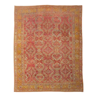 Raspberry Oversize Antique Turkish Oushak - 12'2" x 17'10" For Sale