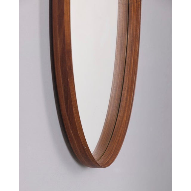 Vintage Italian Oval Wall Mirror in Wood, 1970s For Sale - Image 6 of 9