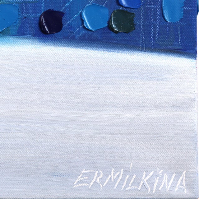 Blue One Night - Original Blue Tone Figurative Abstract Textured Impasto Oil Painting by Ekaterina Ermilkina For Sale - Image 8 of 8