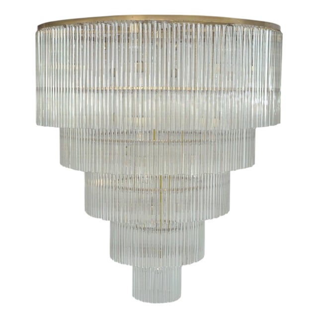 1960s Monumental German 5-Tier Glass Chandelier Attributed to Christoph Palme For Sale