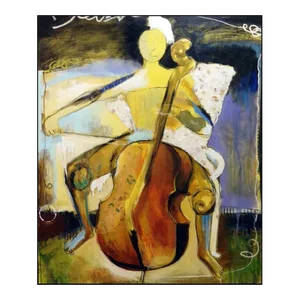 "Solo II Cello" Helen Zarin Original Abstract Figurative Signed Oil Painting