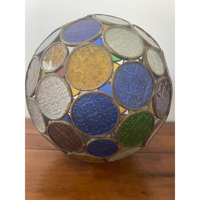 Transparent 1910s Pendant Light With Vitrail Facet For Sale - Image 8 of 10