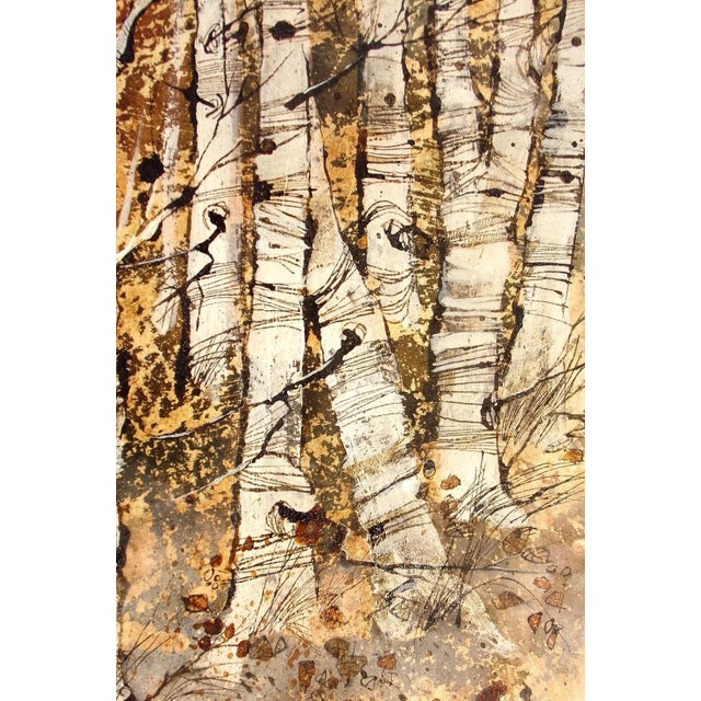 Gail Price Original Aspen Grove Fall Autumn Gouache Painting Framed, 1975 For Sale - Image 4 of 7