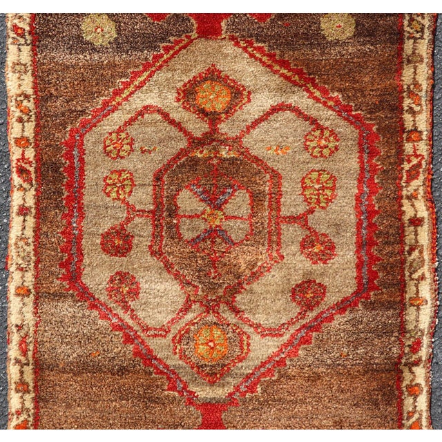Measures: 1'9 x 3'0 Vintage Turkish Oushak Rug with Taupe Medallion and Rich Brown Field. Keivan Woven Arts / Rug/TU-...
