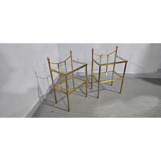 Gold Brass and Glass Side Tables, 1930, Set of 2 For Sale - Image 8 of 13