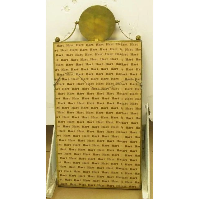 Metal Large Vintaged Brass Wall Mirror With Circular Brass Pediment For Sale - Image 7 of 8