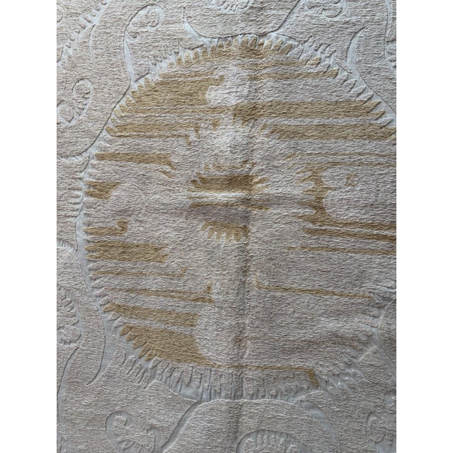 Tan Vintage Hand-Embroidered Neutral Tan Suzani From Bukhara 4'9'' X 4'10'' For Sale - Image 8 of 8