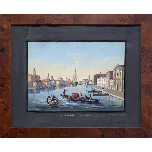 Paper Italian Artist, The Giudecca Canal, 1990s, Gouache on Cardboard, Framed For Sale - Image 7 of 7