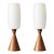 Mid Century Conical Wood and Glass Table Lamps - Set of 2 For Sale