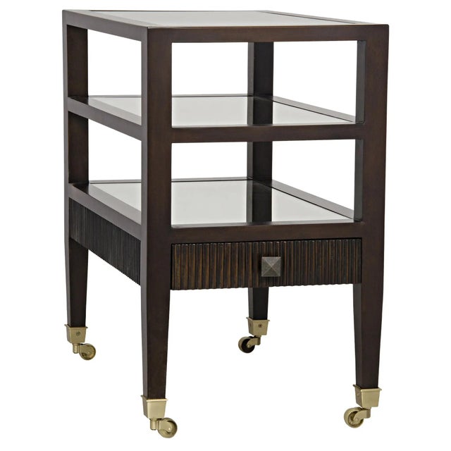 Spare and sophisticated, the traditional lines of this distressed black or distressed brown birch side table make it a...