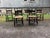 Farmhouse Mid 20th Century Set of 8 Hitchcock Style Black Painted Stenciled Dining Side Chairs With Rush Woven Seats For Sale - Image 3 of 15