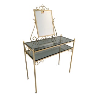Hollywood Regency Brass Dressing Table, 1970s For Sale