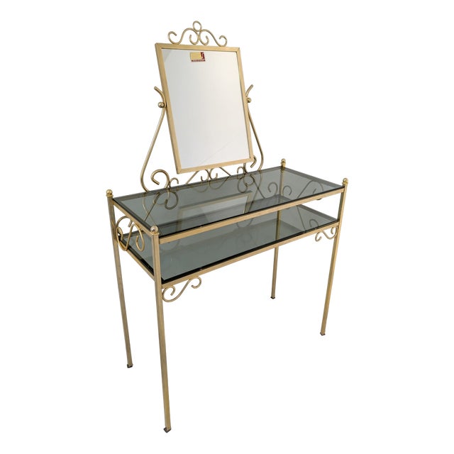 Hollywood Regency Brass Dressing Table, 1970s For Sale