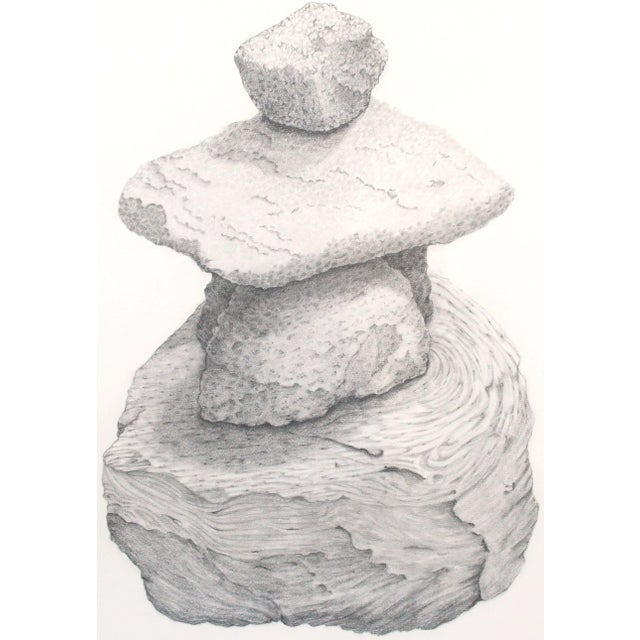 Realism Rock Stack, Contemporary Nature Still-Life Pencil on Paper by Kate Scott For Sale - Image 3 of 8