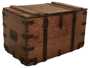 Large Victorian Pine and Iron Bound Sea Silver Chest, 1880s