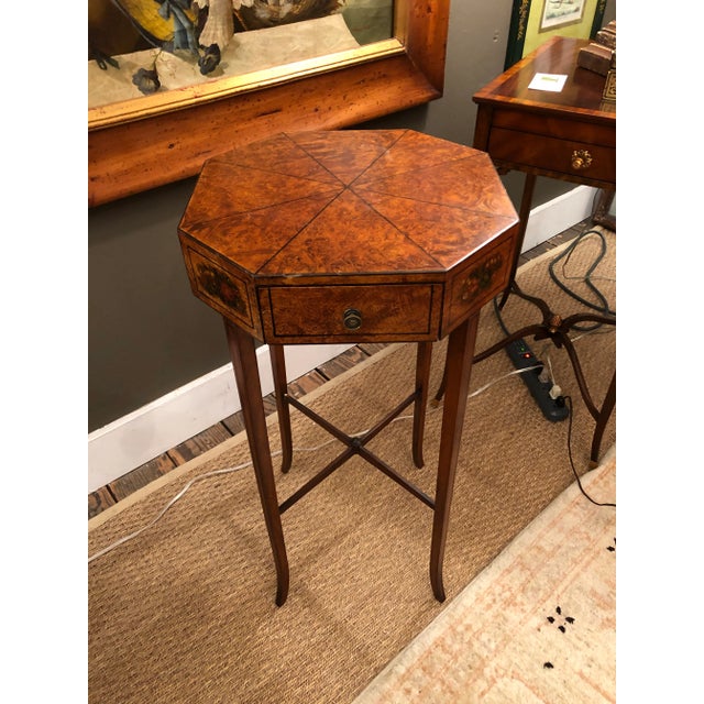 Octagonal Paint Decorated End Table For Sale In Philadelphia - Image 6 of 14