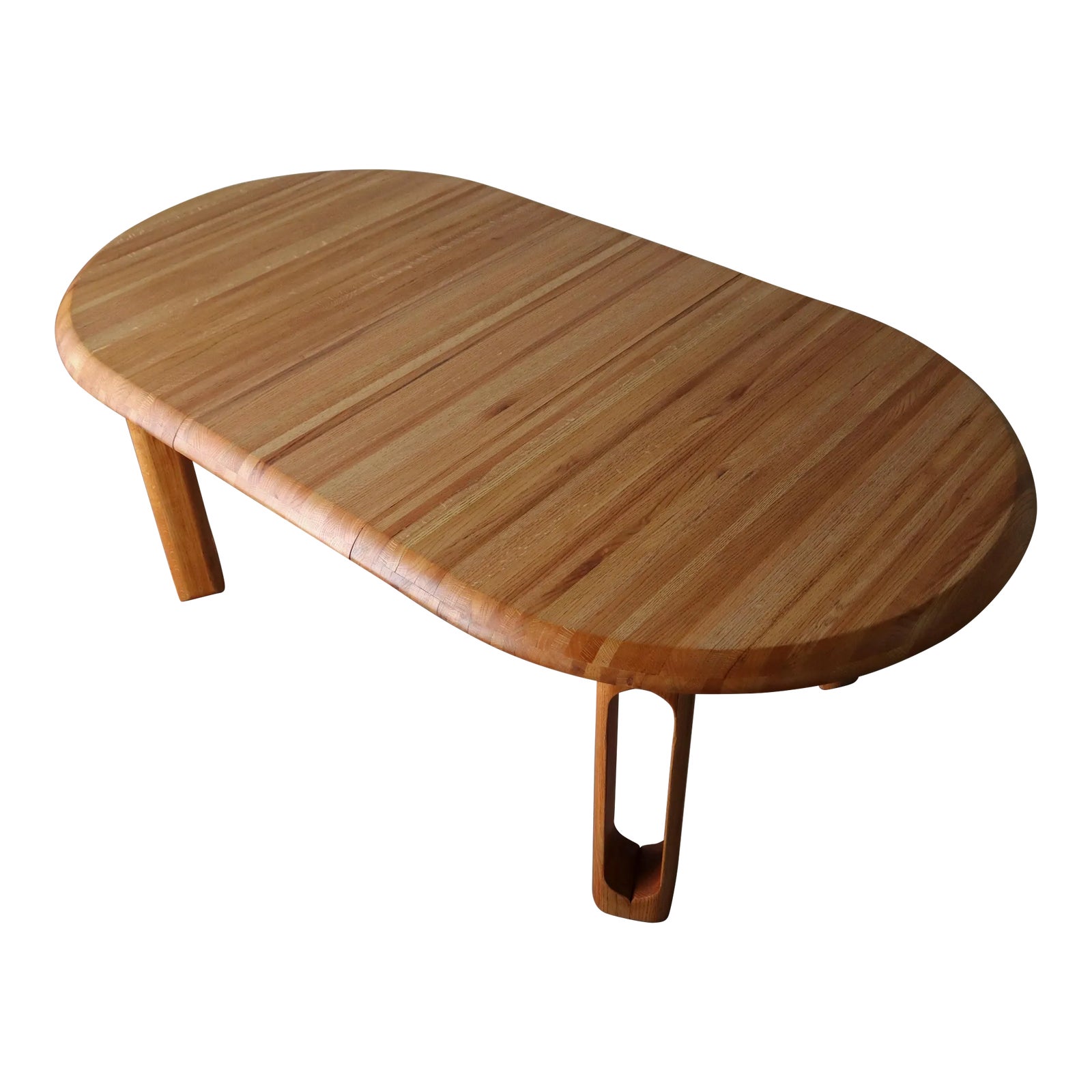 1980's Solid Oak Oval Craftsman Extension Dining Table | Chairish