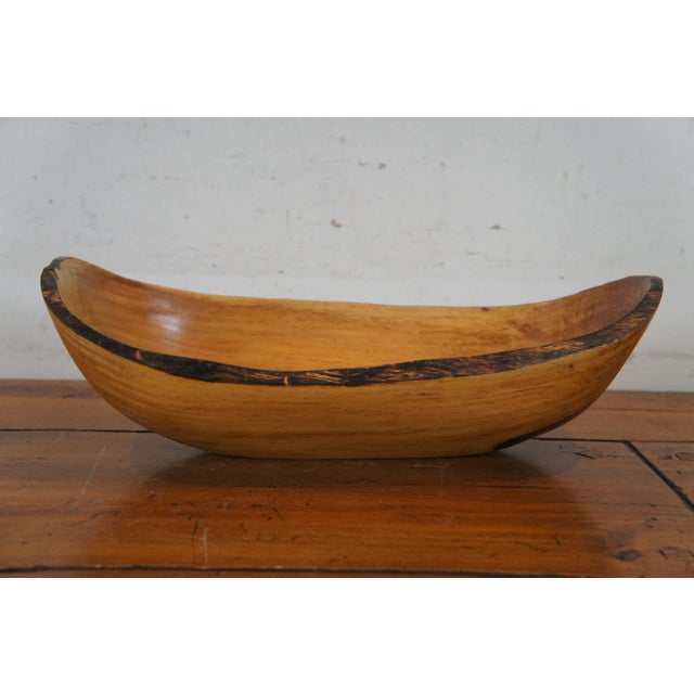 Wood Artisan Carved Sculptural Oval Olive Wood Centerpiece Fruit Serving Bowl For Sale - Image 7 of 12