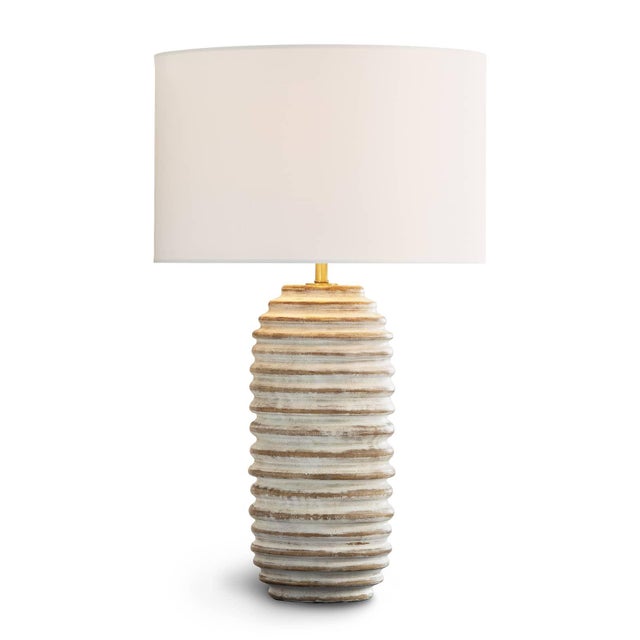 Off-white Coastal Living Carmel Wood Table Lamp, Off-white For Sale - Image 8 of 8