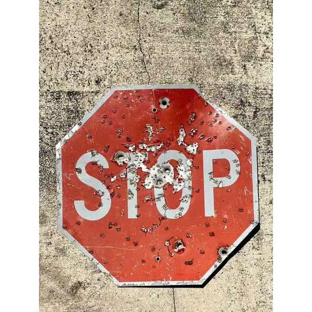 Vintage Gunshot Stop Sign For Sale - Image 4 of 12