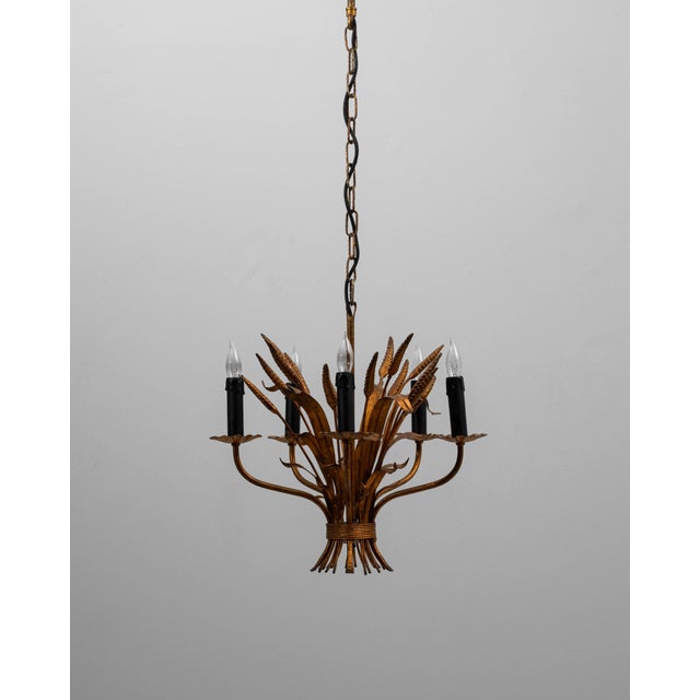 20th Century Italian Gilded Florentine Tole Wheat Sheaf Chandelier by Hans Kögl For Sale - Image 12 of 18