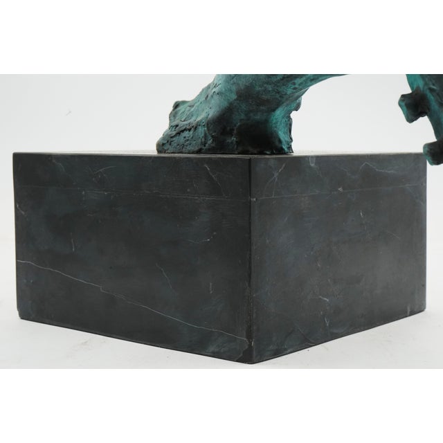 1990s Art Deco Bronze Sculpture of Woman W. Violin on Marble Base For Sale - Image 5 of 11