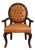French Empire Style Cognac Leather Armchair With Deep Tufting and Ornate Black & Gold Frame For Sale